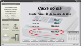 Neste mdulo constaro todas as receitas do dia, os valores referentes aos suprimentos e s sangrias de caixa.